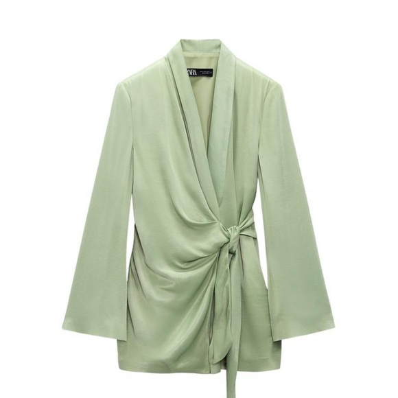 NWT Zara Knotted Satin Effect Blazer - Picture 2 of 2
